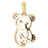 10K Yellow Gold Round Diamond Teddy Bear Pendant 0.75" Statement Charm 1/12 CT.