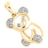 10K Yellow Gold Round Diamond Teddy Bear Pendant 0.75" Statement Charm 1/12 CT.