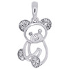 10K White Gold Round Diamond Teddy Bear Pendant 0.75" Statement Charm 1/12 CT.