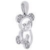 10K White Gold Round Diamond Teddy Bear Pendant 0.75" Statement Charm 1/12 CT.