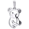 10K White Gold Round Diamond Teddy Bear Pendant 0.75" Statement Charm 1/12 CT.