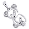 10K White Gold Round Diamond Teddy Bear Pendant 0.75" Statement Charm 1/12 CT.