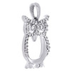 colgante de pájaro búho con diamantes redondos en oro blanco de 10 k, dije elegante y llamativo de 0,75 ", 1/6 ct