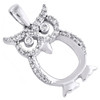 10k hvidguld rund diamantugle fuglevedhæng 0,75" fancy statement charm 1/6 ct