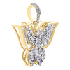 10K Yellow Gold Round & Baguette Diamond Butterfly Pendant 0.85" Charm 5/8 CT.