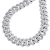 Sterling Silver Round & Baguette Moissanite 14mm Miami Cuban 18" Chain 25.50 CT.