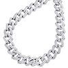 Sterling Silver Moissanite 11mm Miami Cuban Link 20" Prong Set Necklace 17.10 CT