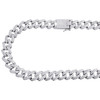 Sterlingsilber-Moissanit-Halskette, 11 mm, Miami Cuban Link, 20 Zoll Krappensatz, 17,10 ct