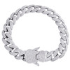 Sterling Silver Round Moissanite 13mm Miami Cuban Buckle Clasp Bracelet 8.94 CT.