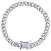 Bracciale in argento sterling rotondo con moissanite da 7 mm, maglia cubana di Miami, 8 pollici, 1,44 ct.