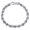 Sterling Silver Round Moissanite 7mm Solid Rope Link 8" Pave Bracelet 5.29 CT.