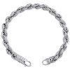 Bracciale in argento sterling rotondo con moissanite da 7 mm, maglia in corda massiccia da 8 pollici, 5,29 ct.