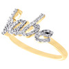 10K Yellow Gold Diamond 'babe' Script Talking Women's Right Hand Ring 1/4 Ct.
