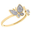 10K Yellow Gold Diamond Double Butterfly Split Women's Right Hand Ring 0.16 Ct.