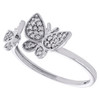 10K White Gold Diamond Double Butterfly Split Women's Right Hand Ring 0.16 Ct.