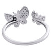 10K White Gold Diamond Double Butterfly Split Women's Right Hand Ring 0.16 Ct.