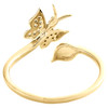 10K Yellow Gold Diamond Butterfly + Leaf Bypass Women's Right Hand Ring 0.20 Ct.