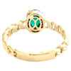 10K Yellow Gold Oval Emerald & Diamond Halo Cuban Women's Promise Ring 1/10 TCW
