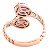 10K Rose Gold Ruby & Diamond Bypass Oval Halo Cuban Link Promise Ring 0.20 TCW