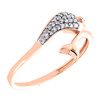 10K Rose Gold Diamond Dolphin Tail Bypass Women's Right Hand Ring 1/10 Ct.