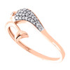 10K Rose Gold Diamond Dolphin Tail Bypass Women's Right Hand Ring 1/10 Ct.