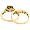 anillos de novia con halo escalonado en conjunto de trío de diamantes en oro amarillo de 14 k + alianza de boda de 0,87 ct