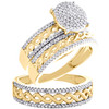 10K Yellow Gold Diamond Trio Set Braided Bridal Rings + Wedding Band 0.62 TCW