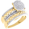 ensemble trio de diamants en or jaune 10 carats bagues de mariée tressées + alliance 0,62 tcw