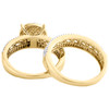 ensemble trio de diamants en or jaune 10 carats bagues de mariée tressées + alliance 0,62 tcw