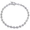 10K White Gold Round & Baguette Diamond Pear Shape  7.25" Tennis Bracelet 1 CT.