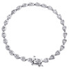 10K White Gold Round & Baguette Diamond Pear Shape  7.25" Tennis Bracelet 1 CT.