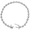 10K White Gold Round & Baguette Diamond Pear Shape  7.25" Tennis Bracelet 1 CT.