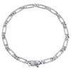 10K White Gold Round Diamond Cuban / Figaro Link 4mm Statement Bracelet 3/4 CT.