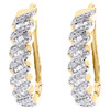 10K Yellow Gold Round & Baguette Diamond Braided Fancy Hoop 21mm Earrings 1/2 CT