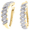 boucles d'oreilles créoles fantaisie tressées en or jaune 10 carats avec diamants ronds et baguette 21 mm 1/2 ct