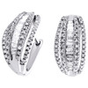 orecchini a cerchio con diamanti tondi e baguette in oro bianco 10k/orecchini fantasia Huggie da 14 mm 1/2 ct