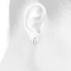 10K White Gold Round & Baguette Diamond Hoop / Huggie 11mm Fancy Earrings 1/2 CT