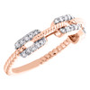 anillo de aniversario de alianza de boda milgrain con eslabones de cadena de diamantes en oro rosa de 10 k, 1/4 qt.
