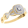 10K Yellow Gold Diamond Square Halo w/ Infinity Braid Engagement Ring 0.15 Ct.