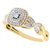 10K Yellow Gold Diamond Square Halo w/ Infinity Braid Engagement Ring 0.15 Ct.