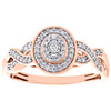 ovaler Halo-Verlobungsring aus 10-karätigem Roségold mit Diamant und Unendlichkeitsgeflecht, 0,15 ct.