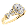 halo ovale de diamants en or jaune 10 carats avec bague de fiançailles tressée infinie 0,15 ct.