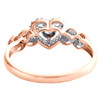 halo de corazón de diamantes redondos en oro rosa de 10 quilates con anillo de compromiso milgrain de 0,15 qt.