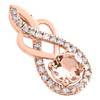 10K Rose Gold Pink Morganite Round Diamond Infinity Heart Charm Pendant 1 CTTW.