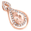 10K Rose Gold Pear Morganite Gemstone Round Diamond Teardrop Pendant 1.12 CTTW.