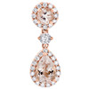 10K Rose Gold Pear & Round Morganite Dangle Teardrop Diamond Pendant 0.95 CTTW.