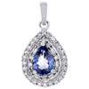 14K White Gold Round & Baguette Diamond Teardrop Pear Tanzanite Charm 1 CTTW.