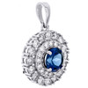 pendentif à breloque tanzanite en or blanc 14 carats avec cercle de diamants ronds et halo de 1,80 carat au total.