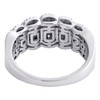 anillo de aniversario de alianza de boda con halo escalonado de diamantes baguette en oro blanco de 14 k, 1 qt.