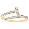 anillo de oro amarillo de 10 quilates con diamantes para mujer, aniversario/banda de promesa, 1/4 qt.